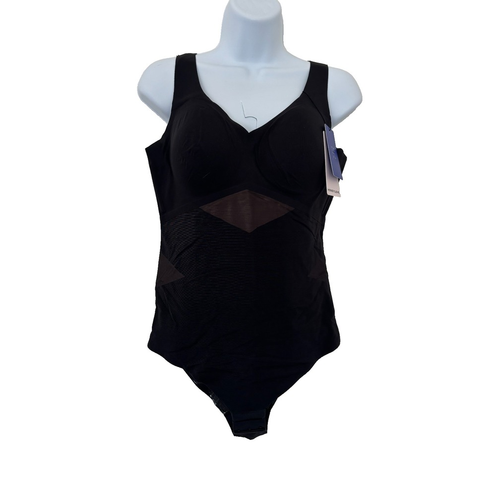 Honeylove Tank Bodysuit Large Black Goth Vamp Shape Sculpt Smoothing Whimsygoth